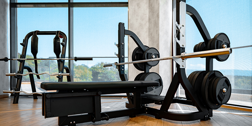 Modern gym interior with new fitness equipment