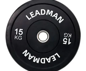 Leadman Fitness Odor-Free Black Rubber Weight Plates for Commercial Gyms